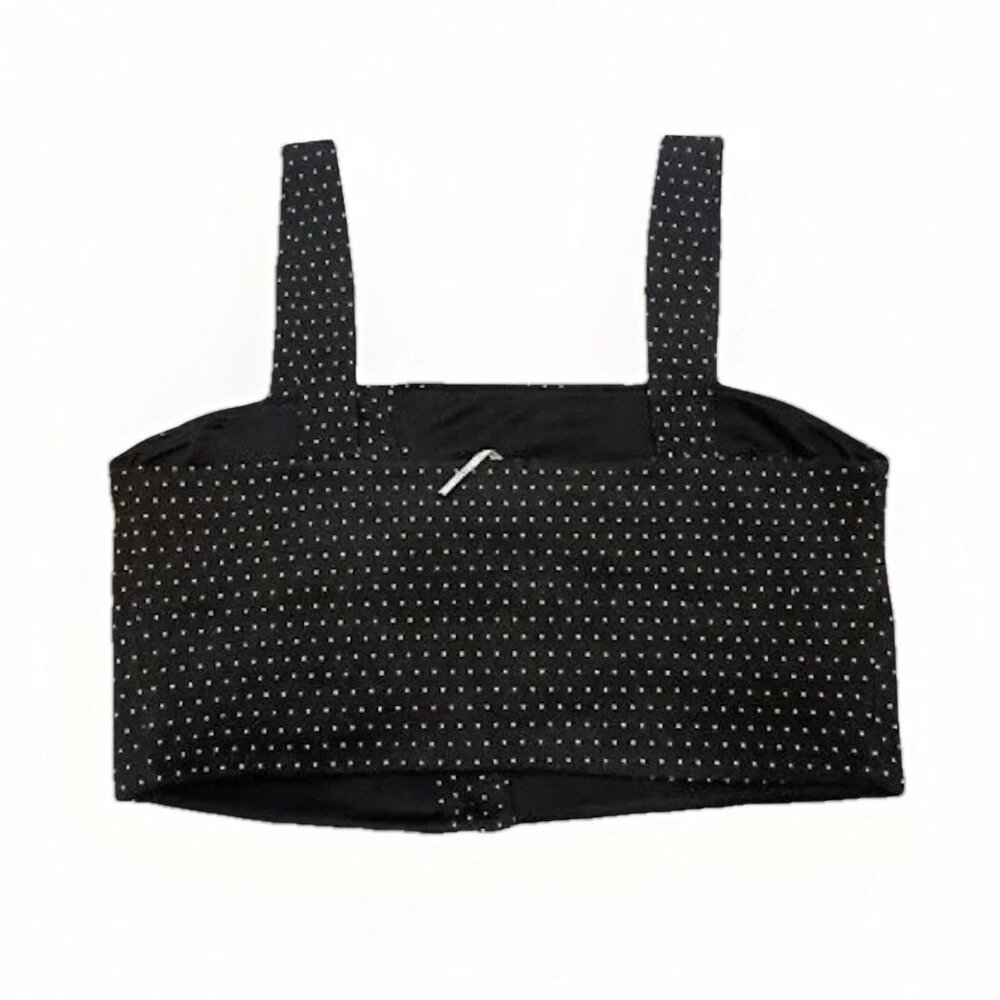 Free People “This Is Love” Black White Polka Dot Button Crop Top XS - Picture 4 of 5